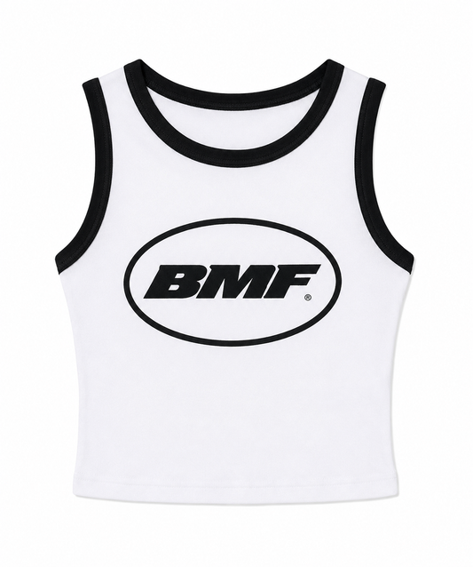 BMF Oval Logo Crop Top (White)