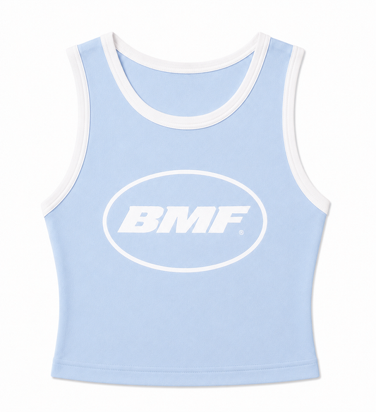 BMF Oval Logo Crop Top (Baby Blue)